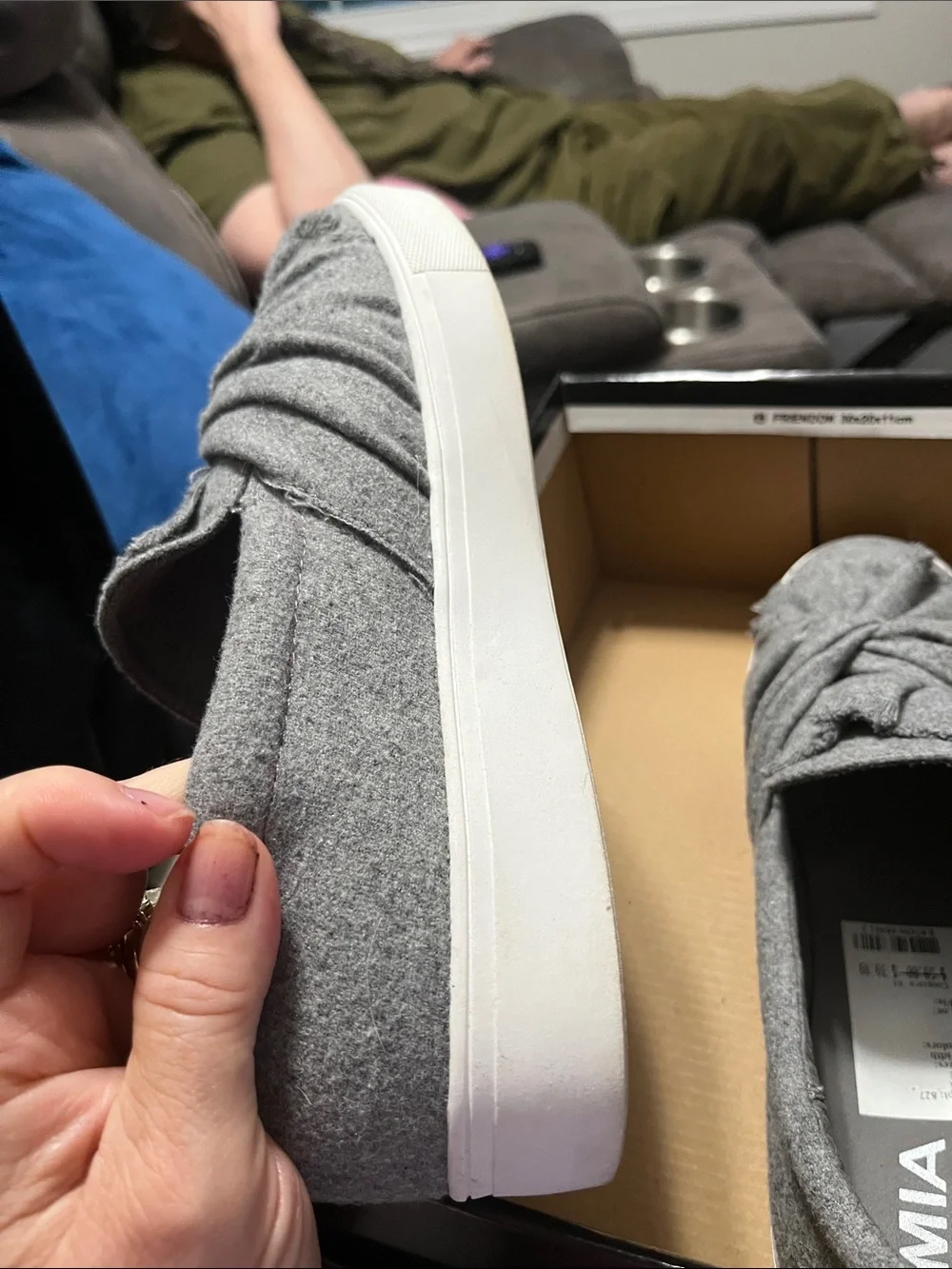 MIA Women's Gray Knit Slip-On Knot Flats